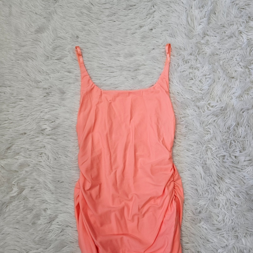 NWT Tiger Mist Bondi Neon Coral Ruched Stretchy Sexy Bodycon Mini Dress Sz M - Picture 4 of 12